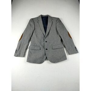J CREW Blazer Men's 36S Gray Elbow Patches Wool Corpcore Career Professional